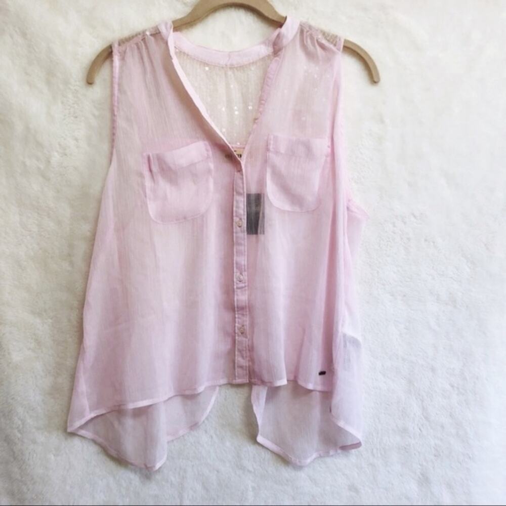 Hollister Pink Sequined Transparent Tank Top - Picture 6 of 8
